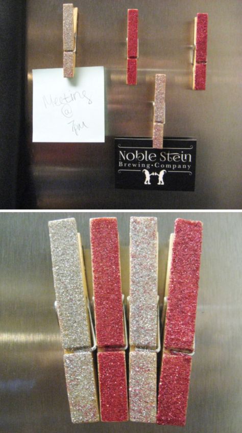 'DIY Glitter Clothespin Magnets...!' (via Make Something Mondays!) Cheer Good Luck Pins, Clothespins Diy, Clothespin Magnets, Diy Glitter, Glitter Diy, Valentines Party, Diy Household, Crafty Projects, Mod Podge