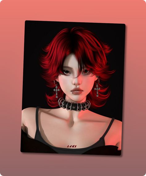 Sims 4 Hairstyle CC: Lamz Bloodangelhairstyles 001F Sims4 Wolfcut, Lamz Hair Sims 4 Cc, Sims Wolfcut Cc, Sims 4 Alt Hair, Sims 4 Wolfcut, Sims 4 Cc Red And Black Hair, Wolfcut Sims 4 Cc, Sims 4 Red Hair, Sims 4 Cc Scene Hair