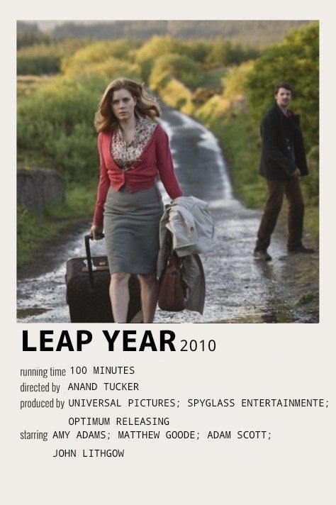 Leap Year Movie, Minimalistic Polaroid Poster, Romance Movie Poster, Best Teen Movies, Romcom Movies, John Lithgow, Matthew Goode, Leap Day, Adam Scott