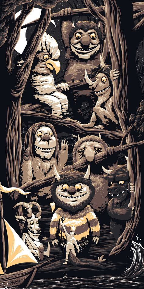 Where The Wild Things Are - ''Let The Wild Rumpus Start!'' - Florey ---- Let The Wild Rumpus Start, Wild Rumpus, 동화 삽화, Maurice Sendak, Pop Culture Art, Best Iphone Wallpapers, Arte Sketchbook, Wallpaper Border, Arte Fantasy