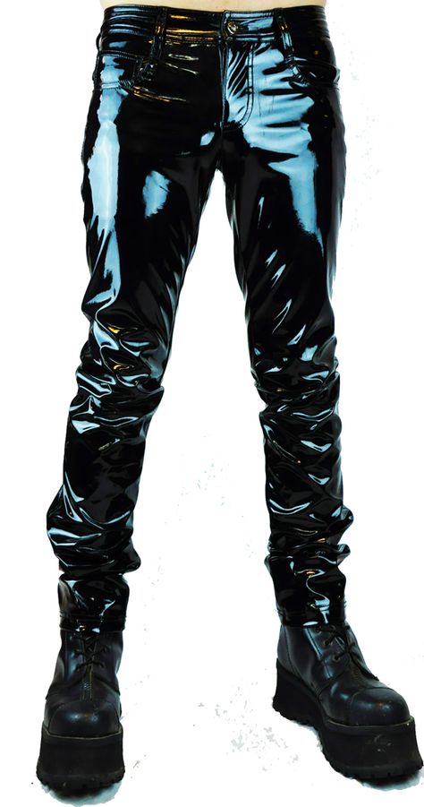 Black PVC Pants PAT Pvc Pants, Male Pants, Cyberpunk Clothing, Tripp Pants, Dark Future, Cyberpunk Clothes, La Style, Black Pvc, Estilo Punk