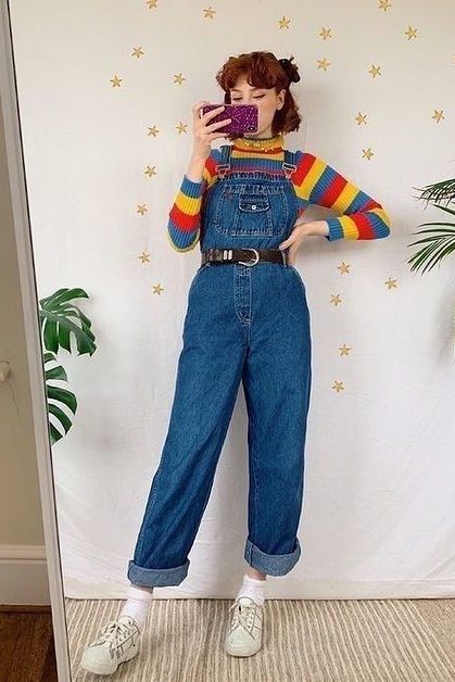 Artsy Girl Outfit, Artsy Outfit Ideas, Artistic Outfits, Outfit Ideas Colorful, Artsy Girl, Overall Outfit, Artsy Outfit, Overalls Outfit, Artsy Style