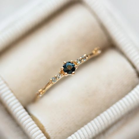 Minimalist Blue Engagement Ring, Simple Aquamarine Engagement Ring, Dainty Gemstone Ring, Subtle Engagement Rings, Fairytale Ring, Teal Sapphire Ring, Fairytale Aesthetic, Local Eclectic, Cute Engagement Rings