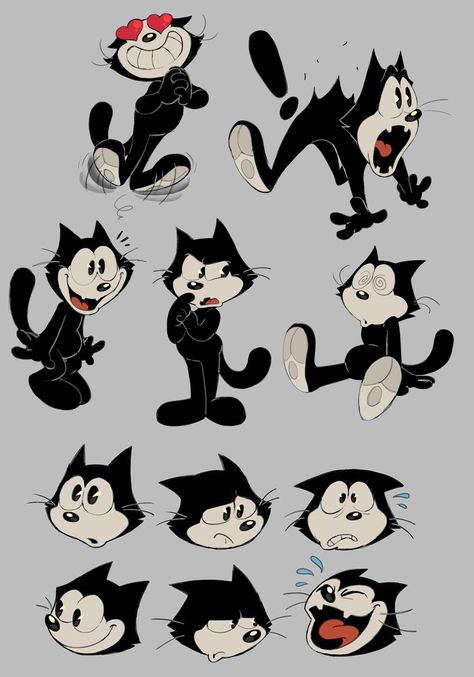 Cat Sketches, 1930s Cartoons, Old Cartoon Characters, 동화 삽화, Cartoon Cats, Felix The Cat, Cartoon Style Drawing, Cat Sketch, Felix The Cats