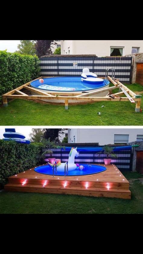 Stock Tank Pool Diy, Inground Pool Landscaping, Deck Piscina, Cheap Pool, Yard Ideas Backyard, Best Above Ground Pool, Deck Decor, Deck Backyard, House Pool