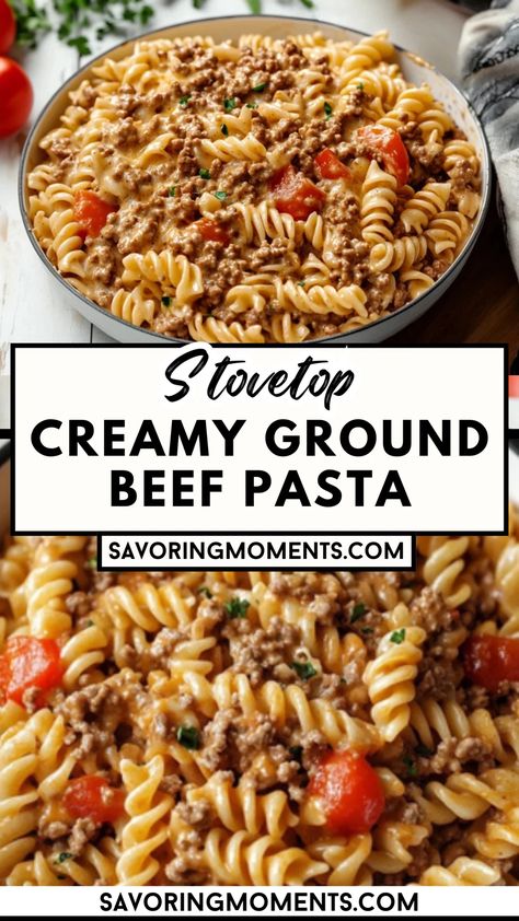 is the ultimate comfort food – quick, hearty, and oh-so-satisfying! Perfect for busy weeknights, this pasta recipe combines tender beef, a rich creamy sauce, and perfectly cooked pasta for a dish everyone will love. Your next favorite meal is just a click away! #pasta #groundbeefrecipes #dinnerrecipes #weeknightmeals #easyrecipes #comfortfood #quickdinner #creamyrecipes #onepotrecipes #homemadepasta #familydinnerideas Ground Beef And Parmesan Recipes, Ground Beef Recipes With Heavy Cream, Fast Ground Beef Dinner Recipes, Easy Ground Beef Noodle Recipes, Easy One Pot Meals Beef, Easy Dinner Stovetop, Easy Ground Beef Skillet Recipes, Stove Top Pasta Recipes, Meaty Pasta Recipes