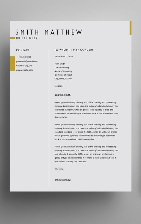 Resume With Cover Letter, Architecture Cover Letter, Resume And Cover Letter Design, Graphic Design Cover Letter, Resume Design Ideas, Interior Designer Resume, Cover Letter Layout, Letter Layout, Resume Design Inspiration