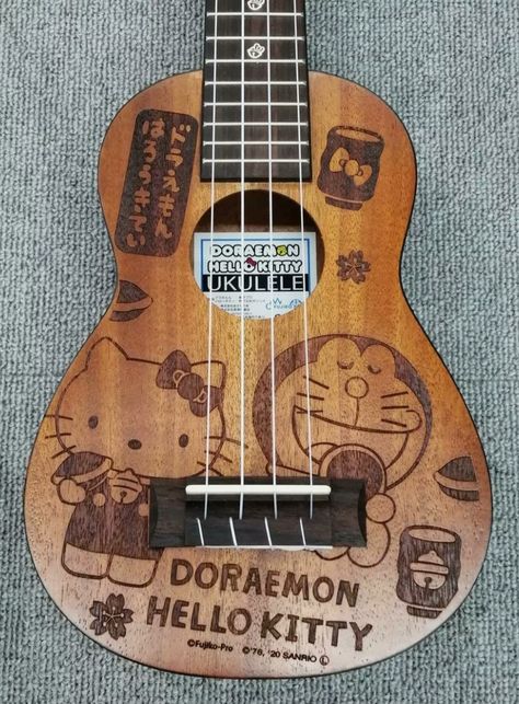 Hello Kitty Ukulele, Ukelele, Pyrography, Ukulele, Pretty Things, Decoupage, Bat, Art Ideas, Hello Kitty