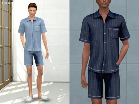 ChloeMMM's ChloeM-Pajama Male Sims 4 Cc Men Pjs, Sims 4 Cc Male Pjs, Male Pjs, Hair The Sims 4, Boho Style Jumpsuit, Sims 4 Cc Clothes, Sim4 Cc, Ts4 Clothes, Male Sims