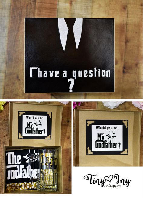 Godfather proposal box Asking Godfather Ideas, Godfather Proposal Ideas Uncle, Nino Proposal Ideas, Will You Be My Godfather Diy, God Father Proposal Ideas Funny, Wedding Godparents Proposal Ideas, God Parent Proposal Ideas Diy, Godparents Proposal Ideas Diy, God Parents Proposal Ideas