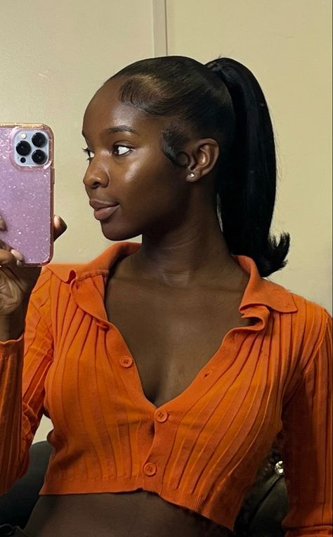 Black Woman With Ponytail, Wigs Hairstyles Black Women, Black Slick Hairstyles, Hairstyles Ponytail Black Women, Hair Ponytail Styles Black Women, Barbie Ponytail No Swoop, Natural Hair Birthday Styles, Updo With Ponytail, Ponytail Black Girls Hairstyles