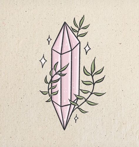 Easy Crystal Drawing, Small Crystal Tattoo Ideas, Witchy Border Design, Crystal Heart Drawing, Witchy Things To Draw, Small Crystal Tattoo, Mystic Doodles, Easy Witchy Drawings, Witchy Doodles Simple