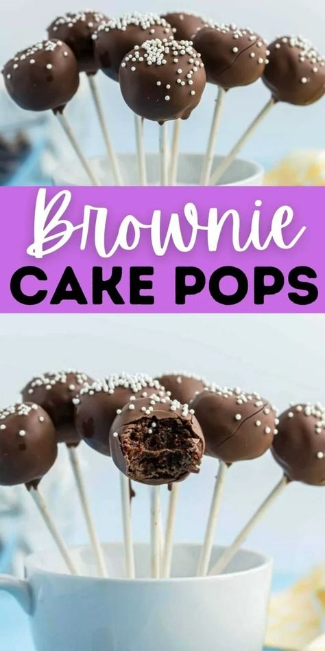 Brownie Cake Pops - Easy Brownie cake pops recipe Brownie Cake Pops Recipe, Brownie Cake Pops, Dessert Videos, Cake Pop Recipe Easy, Cake Pops Recipe, Birthday Cake Brownies, Easy Brownie, Lollipop Recipe, Brownie Pops