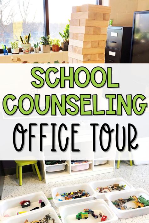 School Based Therapy Office, School Counselor Classroom Set Up, Middle School Counselor Office, Middle School Counselor Office Decor, School Counselor Office Setup, Middle School Counseling Office, High School Counselors Office, School Counselor Room, Elementary School Counselor Office