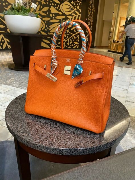 Orange Birkin, Hermes Orange, Hermes Birkin 35, Hermes Birkin, Shoes Accessories, Orange