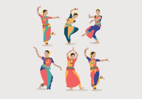 Indian Women Dancing Vector Dance Classical, Animation Poses, Indian Dancing, Dance Animation, Dancing Clipart, Bharatanatyam Dancer, Bharatanatyam Poses, Dance Vector, Dance Logo