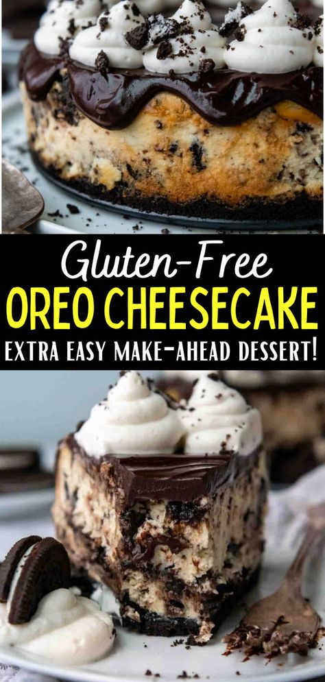 Cookies And Cream Filling, Gluten Free Cheesecake Recipes, Oreo Cheesecake Recipe, Oreo Cheesecake Recipes, Best Gluten Free Desserts, Easy Gluten Free Desserts, Gluten Free Cheesecake, Baking Basics, Gluten Free Sweet