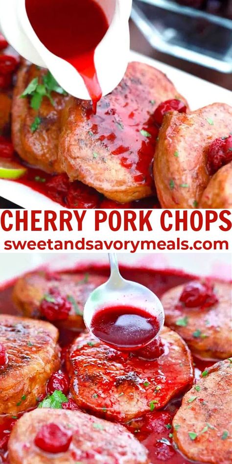 Cherry Pork Chops, Salsa For Pork Chops, Cherry Balsamic Pork Chops, Cherry Glazed Pork Chops, Cherry Sauce For Meat, Candied Pork Chops, Pork Chops With Pear Glaze, Shredded Pork Chops, Cherry Sauce For Ham