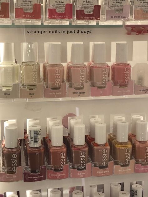 Nail Polishes Aesthetic, Essie Nail Polish Aesthetic, Nail Shop Aesthetic, Nail Polish Collection Aesthetic, Essie Aesthetic, Coquette Nail Polish, Nails Polish Aesthetic, Nailpolish Aesthetic, Coquette Wishlist