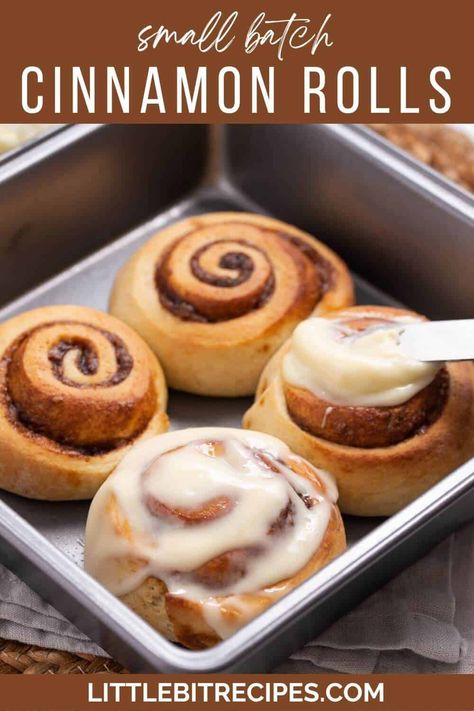 Cinnamon Rolls For One, Small Batch Rolls Easy Recipes, Small Batch Sweet Rolls, Mini Cinnamon Rolls Easy, Small Batch Cinnamon Buns, Easy Cinnamon Rolls Quick Small Batch, Small Batch Cinnamon Rolls Homemade, Cinnamon Rolls Homemade Small Batch, Small Batch Cinnamon Roll Recipe