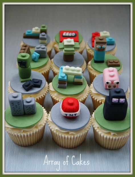 Minecraft 6, Minecraft Birthday Decorations, Lego Cupcakes, Minecraft Cupcakes, Minecraft Lego, Minecraft Birthday Cake, 6 Birthday, Lego Cake, Minecraft Birthday Party