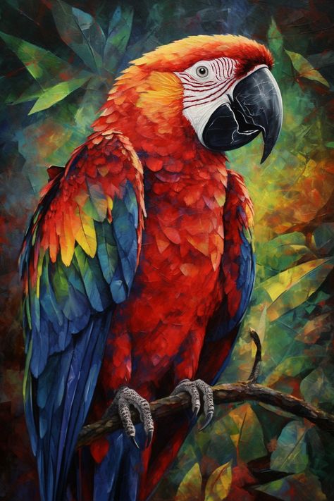 Parrot Oil Painting, Birds Scenery, Parrot Painting, Scarlet Macaw, Koi Art, Parrots Art, Art Beat, Dragon Artwork Fantasy, Pastel Sec