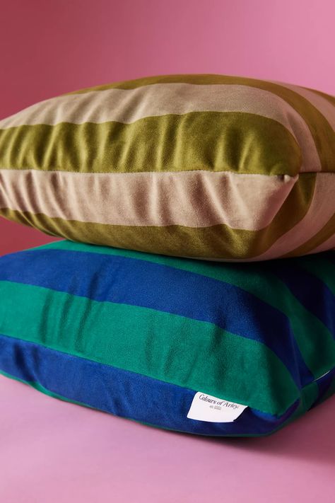 Colours of Arley for Anthropologie Stripe Square Cushion | Anthropologie UK 60s House, Anthropologie Uk, Shared Room, Green Fits, Bold Stripes, Scatter Cushions, Cloak, Bed Pillows Decorative, Soft Furnishings