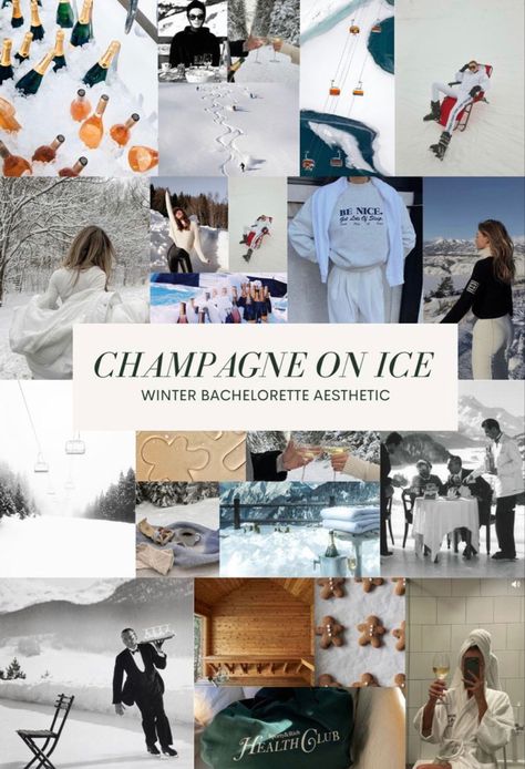 Snow Bachelorette, Winter Cabin Trip, Free Bachelorette Party Games, Winter Bachelorette Party, Bachelorette Aesthetic, Girls Ski Trip, Champagne On Ice, Winter Bachelorette, Bachelorette Party Theme