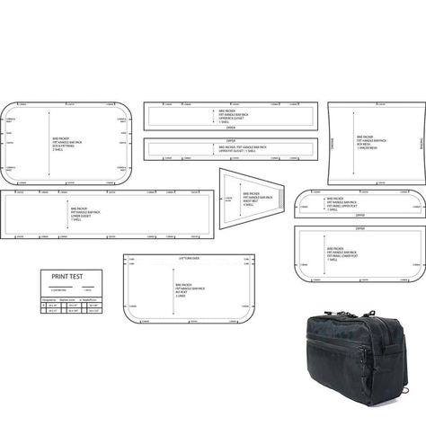 Cycle Psycho Hip Pack Template/Pattern | DIY, MYOG - Ripstop by the Roll Hip Pack Pattern, Canvas Backpack Pattern, Diy Laptop Bag Pattern, Hip Bag Pattern, Leather Patterns Templates, Leather Knife Sheath Pattern, Pattern Package, Tech Pouch, Sewing Templates