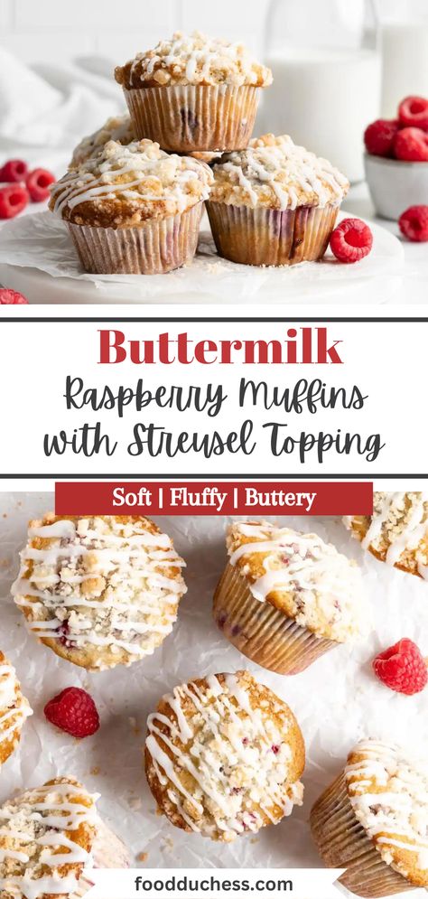 Muffin With Jam Filling, Buttermilk Recipes Breakfast, Fruit Muffin Recipes, Buttermilk Muffin Recipes, Muffin Recipes Raspberry, Easter Bakery Ideas, Raspberry Muffins With Crumble Topping, Bakery Muffin Recipes, Bakery Style Jumbo Muffin Recipes