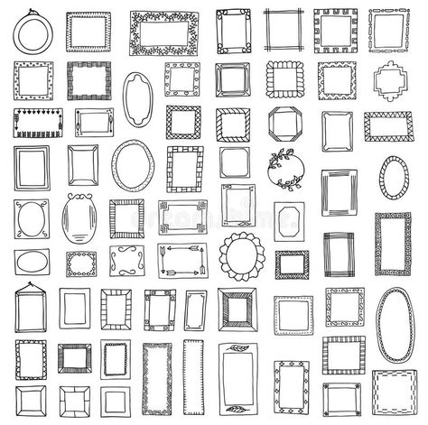 Drawing Of Picture Frame, Frame Doodle Hand Drawn, Doodle Frames Hand Drawn, Doodle Picture Frame, Hand Drawn Picture Frames, How To Draw A Picture Frame, Bujo Frame Ideas, Drawing Frames Border, Frames Ideas Drawing