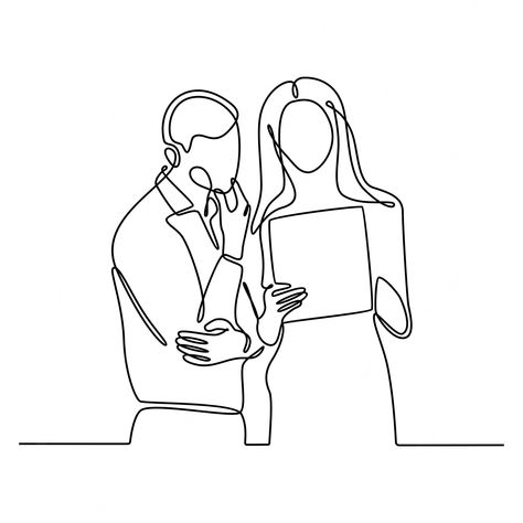 Premium Vector | Continuous line drawing of two business people discussing vector Mouth Health, Female Dentist, Tooth Filling, People Drawing, Single Line Drawing, Canvas Drawings, Continuous Line Drawing, Hand Drawn Vector Illustrations, Drawing Websites