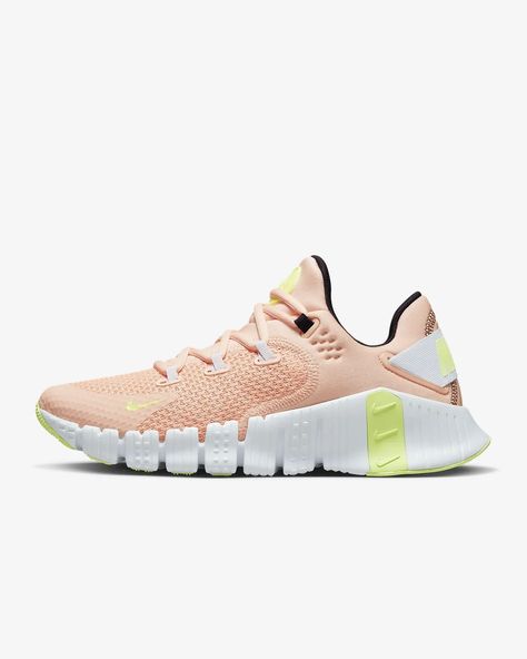 White Workout Shoes, Nike Free Metcon 4, Nike Free Metcon, Womens Workout Shoes, Nike Models, Orange Shoes, Womens Training Shoes, Nike Air Force Ones, Workout Shoes