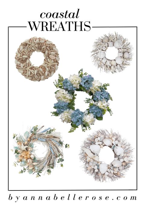 Coastal Door Hanger, Coastal Dinning Room, Coastal Christmas Wreaths Front Doors, Coastal Wreaths Beach Themes, Modern Coastal Living Room, Beach Decor Living Room, Coastal Kitchen Decor, Coastal Christmas Wreaths & Garlands, Coastal Farmhouse Wreaths & Garlands