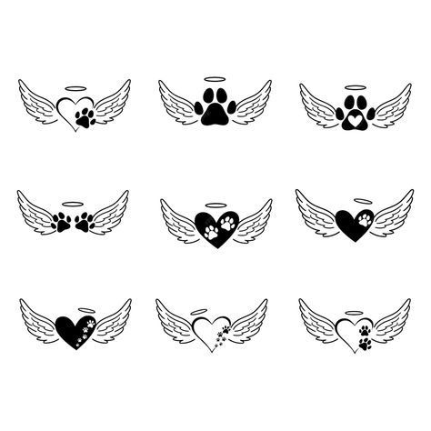 Premium Vector | Hearts with the paws of dogs and cats paw with wings love dogs cat and dog memorial Infinite Tattoo, Cat Paw Tattoos, Cat And Dog Tattoo, Pet Memorial Tattoo, Love Symbol Tattoos, Totem Tattoo, Cats Paw, Pawprint Tattoo, Dog Memorial Tattoos