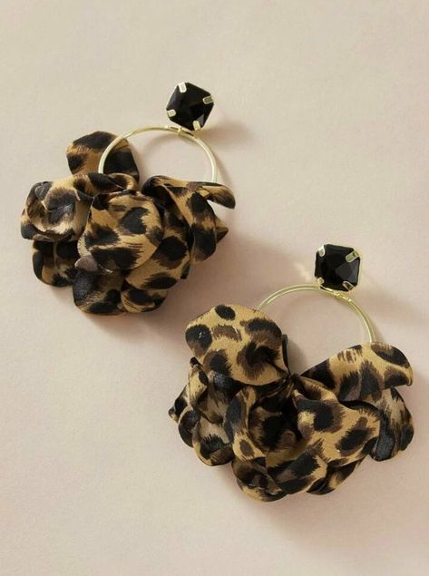 Leopard Earrings, Classy Earrings, Inlay Jewelry, Leopard Print Fabric, Fabric Earrings, Fancy Earrings, Alloy Earrings, Accessories Jewelry Earrings, Round Earrings