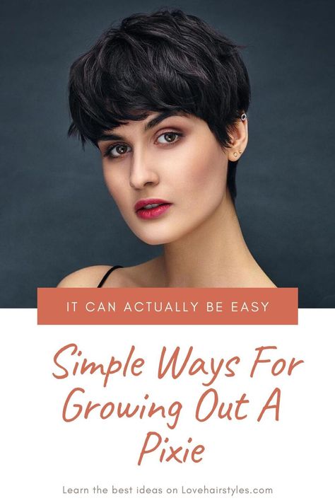 Growing Out Hair Tips, Growing A Pixie Into A Bob, Outgrown Bangs, Growing Out Pixie, Shaggy Wolf Cut, Wolf Cut With Curtain Bangs, Growing Out A Pixie, Growing Out Pixie Cut, Hair Stages