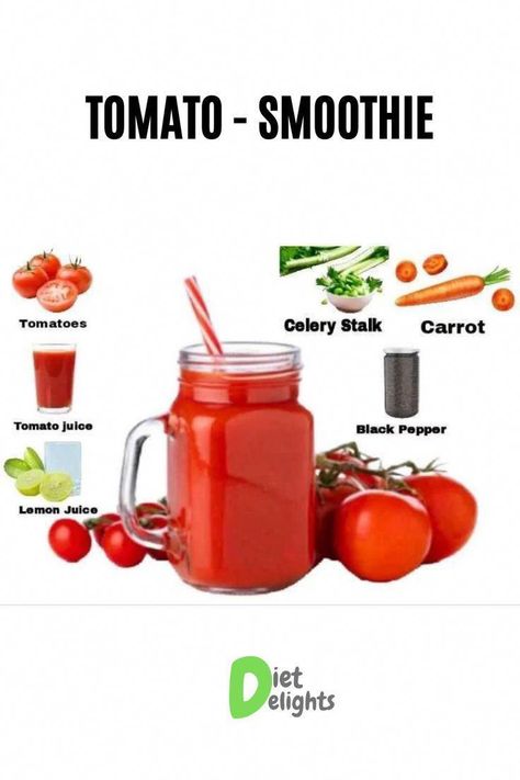 Tomato Smoothie Recipes, Tomato Smoothie, Smoothie Recipes Fat Burning, Alkaline Smoothie, Fun Foods To Make, Healthy Smoothie Bowl, Fat Burner Smoothie, Smoothie Protein, Smoothie Easy