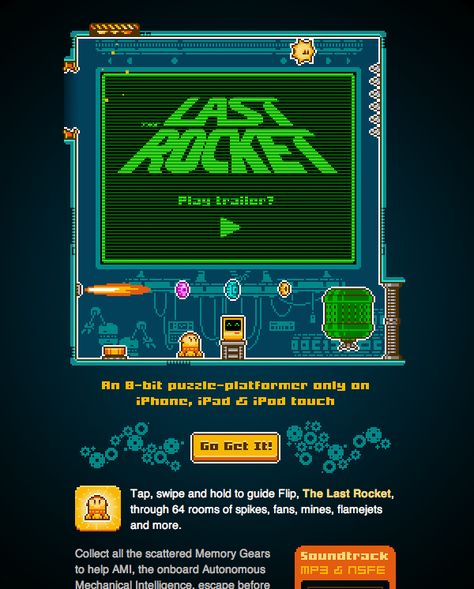 shauninman-lastrocket-8-bit Quiz Design, New Retro Wave, Art Web, Pixel Design, Pixel Games, Cover Art Design, Game Concept Art, Website Inspiration, Game Ui