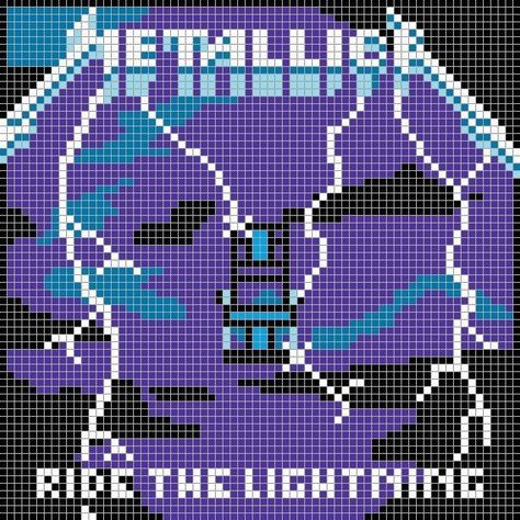 Metallica Cross Stitch, Band Pearler Beads, Metallica Cover, Easy Pixel Art, Perler Bead Templates, Hama Bead, Pixel Crochet, Tapestry Crochet Patterns, Movie Covers