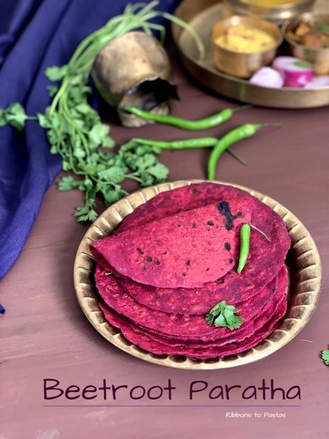 Beetroot Paratha - Ribbons to Pastas Beetroot Benefits, Lunch Box Recipe, Indian Breads, Using A Pressure Cooker, Indian Bread, Dried Mangoes, Perfect Lunch, Homemade Seasonings, Healthy Bites