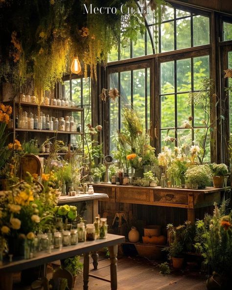 Apothecary Design, Flower Shop Interiors, Apothecary Decor, Indoor Gardens, Greenhouse Gardening, Dream House Rooms, Cozy Room, Dream House Decor, Cottage Homes