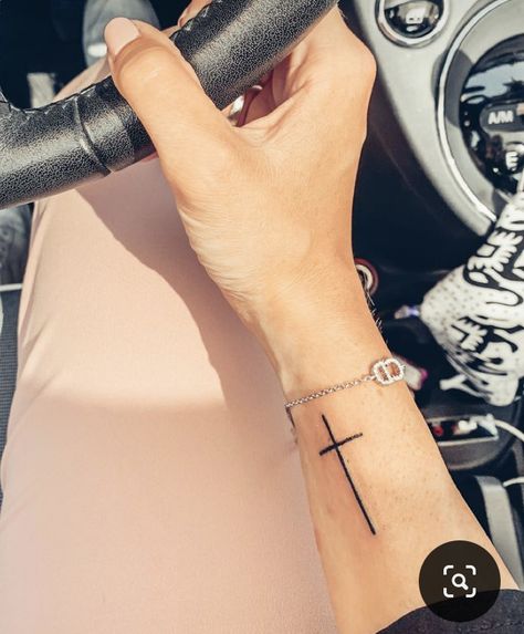 Cross Hand Tattoos For Women, Wrist Cross Tattoos For Women, Simple Cross Tattoos For Women, Wrist Tattoos Butterfly, Feminine Wrist Tattoos, Cross Wrist Tattoo, Cross Heart Tattoos, Unique Christian Tattoos, Cross Tattoo On Hand