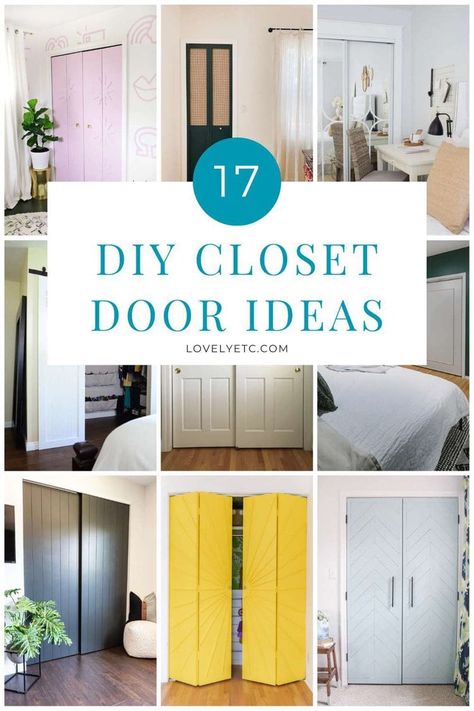 17 creative and budget-friendly DIY closet door ideas. These DIY closet doors include ideas for updating your outdated closet doors including sliding doors, bifold doors and more. With tutorials to cheaply update your old doors and tutorial for building DIY closet doors from scratch, there's a solution here for every room. Storage Closet Door Ideas, How To Turn Bifold Doors Into Sliding Doors, Closet Door Redo Bifold, Replacement For Bifold Doors, Decorating Sliding Closet Doors, Small Bathroom Closet Door Ideas, Closet Door Accent Color, Repurposed Closet Doors, Expanding Closet Door Opening