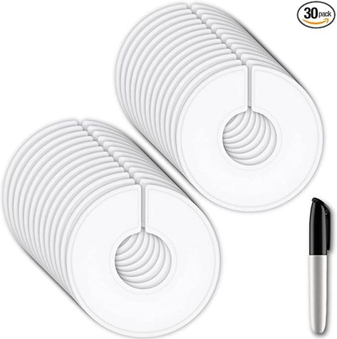 Amazon.com: 30 Closet Dividers for Hanging Clothes - 30 White Clothing Rack Dividers , Clothing Size Rack Dividers, Closet Organizers and Storage Clothes Dividers : Home & Kitchen Closet Separators, White Clothing Rack, Hanger Dividers, Closet Labels, Baby Clothes Dividers, Toddler Closet, Closet Hanger, Clothing Organizer, Clothes Dividers