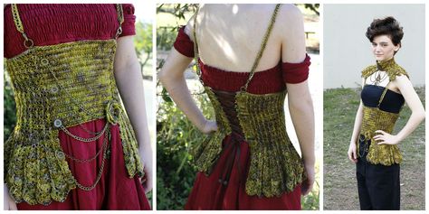 Delicate Steampunk Inspired Crochet Corset, Get the Pattern! - KnitHacker Victorian Crochet Patterns, Jane Jackson, Corset Top Pattern, Crochet Corset, Crochet Wear, Gothic Pattern, Cute Diy Projects, Corset Pattern, Crochet Boots