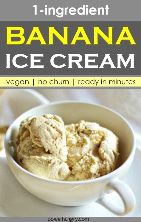 1-ingredient banana ice cream made with nothing more than frozen bananas! No ice cream maker needed and it is ready in minutes. #1ingredient #icecream #banana #bananaicecream #paleo #vegan #nochurn #easy #healthy #oilfree #grainfree #glutenfree #dairyfree #nutfree #eggfree #veganicecream #cleaneating #cleaneats #healthyicecream #blender #fitnessfood #kidfriendly Vegan Banana Ice Cream Recipe, Banana Ice Cream Healthy, Banana Ice Cream Vegan, Banana Recipes Overripe, Ice Cream Vegan, Banana Ice Cream Recipe, Ice Cream Recipes Machine, Avocado Ice Cream, Gluten Free Ice Cream