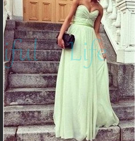 grreen formal dress / green activity dress / by BeautifulLifeDress, $99.99 Formal Dress Green, Long Green Bridesmaid Dresses, Green Prom, Green Bridesmaid Dresses, Chiffon Prom Dress, Pastel Green, Prom Gown, Prom Dresses Long, Formal Dress