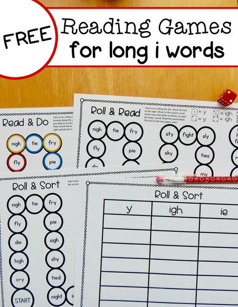 Print these free, no-prep games to teach students to read y, ie, and igh words! Igh Ie Y Activities, Long I Activities First Grade, Igh Words Phonics, Igh Phonics Activities, Igh Words, Long Vowel Games, Literacy Groups, I Words, Long I Words