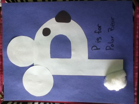 P is for polar bear Polar Bears Preschool, Letter P Crafts, Bears Preschool, Zoo Phonics, Senses Preschool, Polar Bear Craft, Bear Craft, Abc Crafts, Creative Lesson Plans